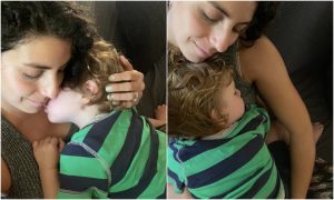 Just Us Two - Mom snuggling toddler