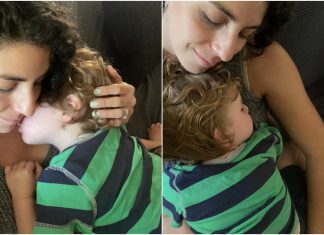 Just Us Two - Mom snuggling toddler