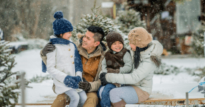 Family enjoying each others company and finding joy